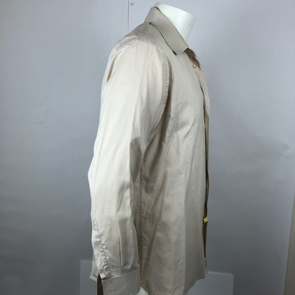 Calvin Klein Mens Size L Tan Long Dress Shirt - Picture 6 of 11